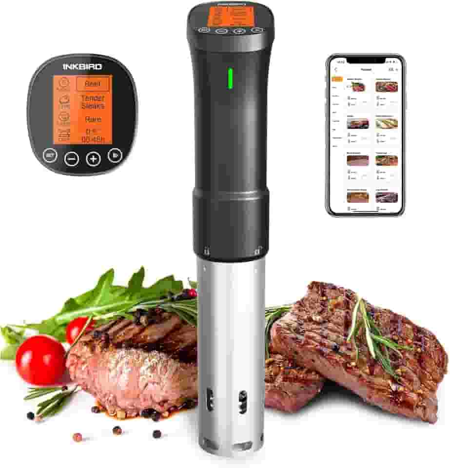 Máquina Sous Vide WiFi 2,4 G INKBIRD com controle de aplicativo, circulador de imersão de 1000 watts com aplicativo, temporizador de receitas, alarme, notificação móvel, aquecimento rápido de água 3D