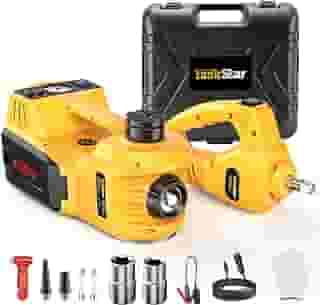 TaskStar Kit de Macaco para Carro Elétrico, Macaco Hidráulico de 5 Toneladas 12V com Chave de Impacto Elétrica e Bomba de Inflador de Pneus, Kit de Macaco Portátil para Carro Suv Mpv Sedan Caminhão Tr