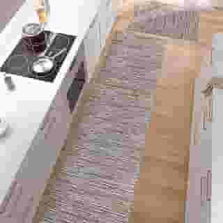 Kit 3 Peças Tapete de Cozinha Antiderrapante Passadeira Capacho Rústico Mesclado Marrom/Caramelo Jacquard