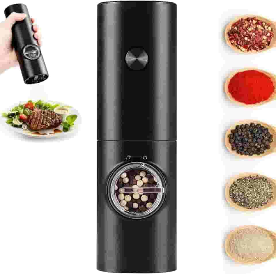 Moedor de Pimenta Elétrico – Moedor de Pimenta Automático, Moedor de Pimenta e Sal, Design em Aço Inoxidável – Ideal para Moer Pimenta, Moedor de Sal Grosso e Especiarias, Moedor de Tempero