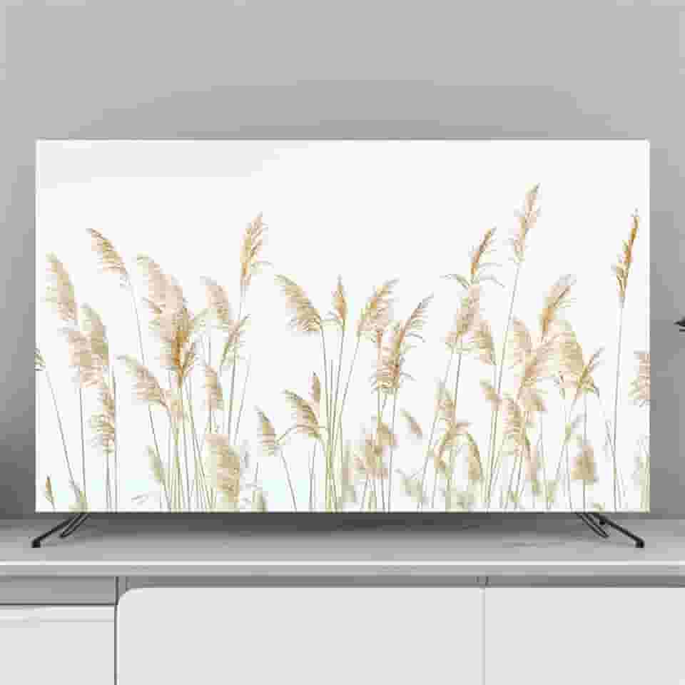 Capa protetora contra poeira de 32-80 polegadas de poliéster premium à prova de poeira com bainha elástica e saídas de ar lavável na máquina para sala de estar TVs LCD/LED - flor 2||75 polegadas