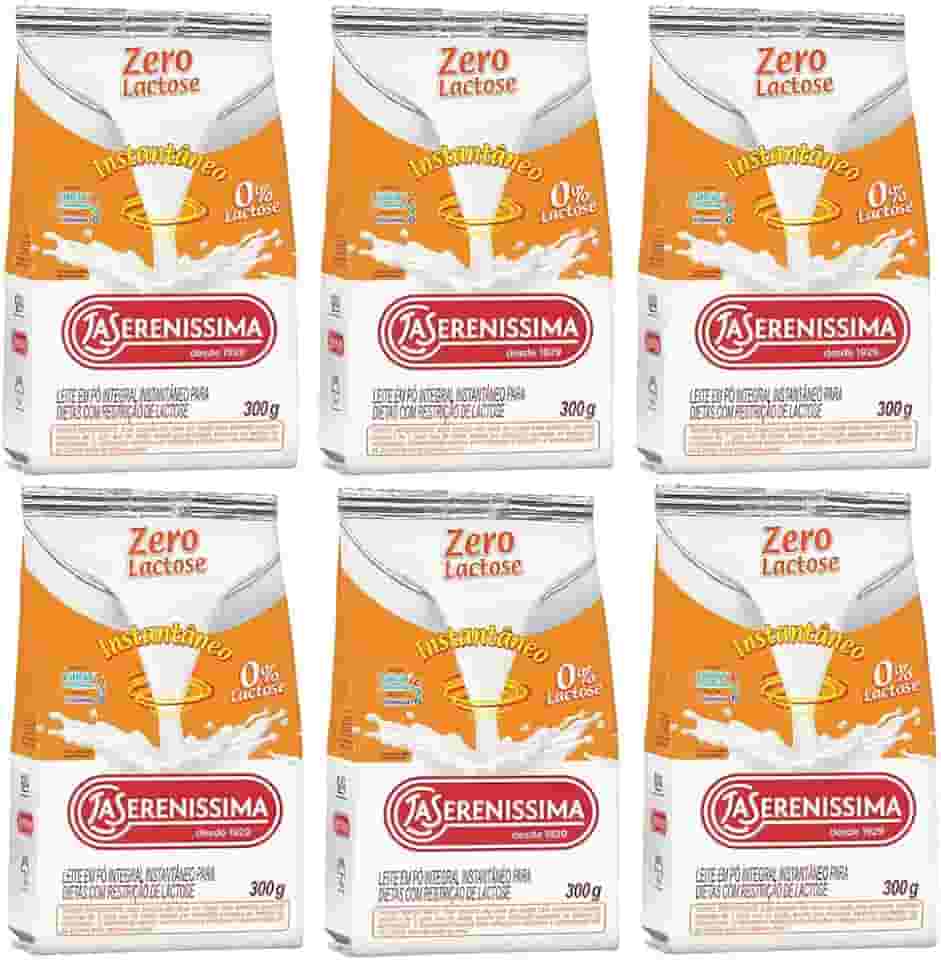 Combo 6 Un Leite em pó Zero Lactose integral instantâneo La Sereníssima 300g