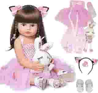 Bebê Reborn Boneca Silicone Menina Olhos Castanhos Original 55cm
