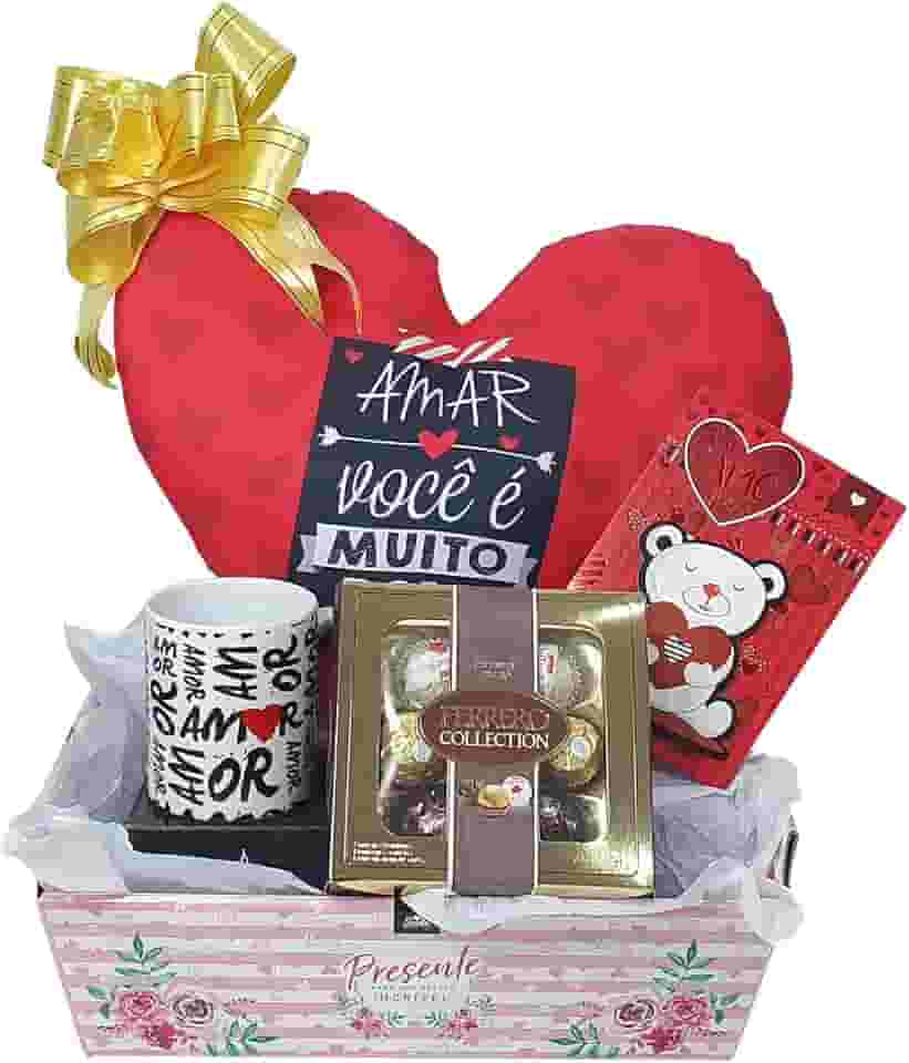Kit de presentes para namorada Almofada caneca Para dia dos Namorados Cesta com Caixa de Chocolate Ferrero Rocher Collection