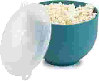 Goodful Popcorn Popper, máquina de pipoca dobrável de ar quente no micro-ondas, tigela feita sem BPA, azul-petróleo
