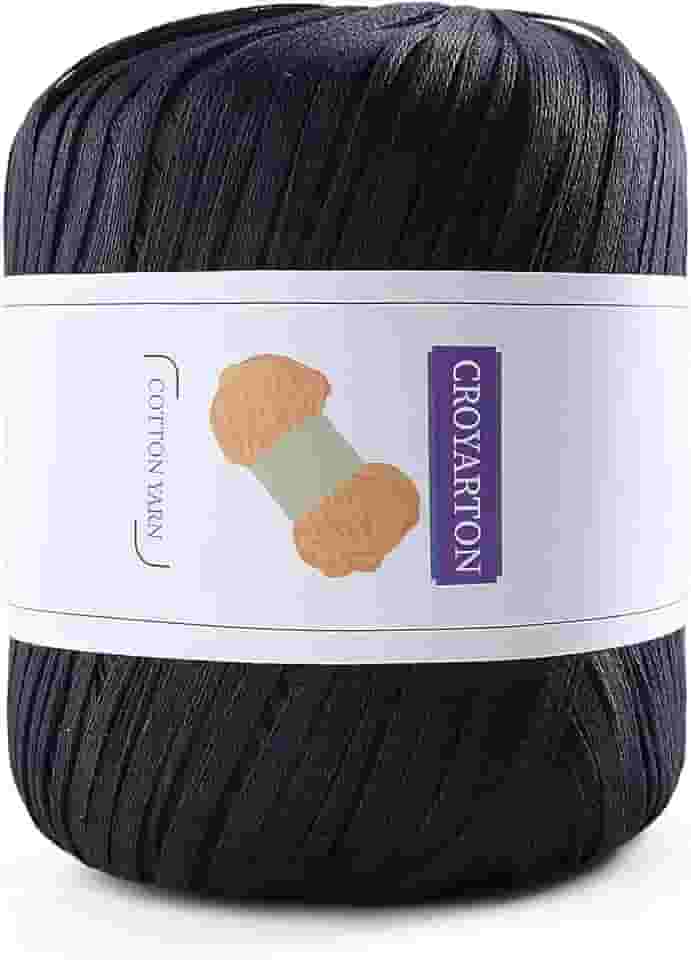 Fio de Algodão para Crochê, 114 Jardas/Fio, Bolsa de Praia de Verão, 105m/50g, Preto