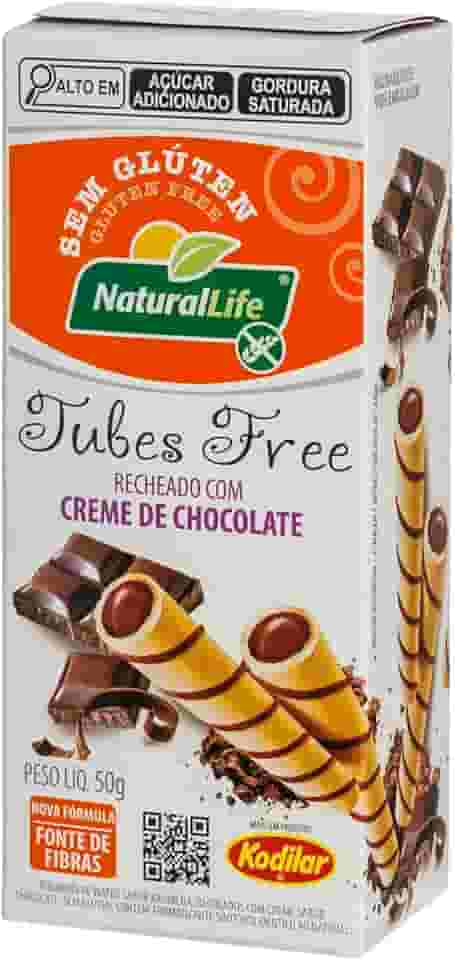 Tubes Free Natural Life - Recheado com Creme de Chocolate - Sem Glúten - 50g