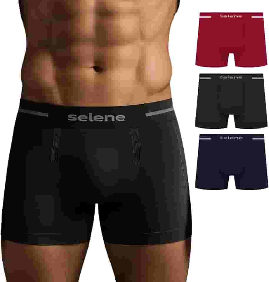 Kit 3 Cueca Boxer Sem Costura Selene Alta Performance Poliamida Cós 40MM Masculino Adulto