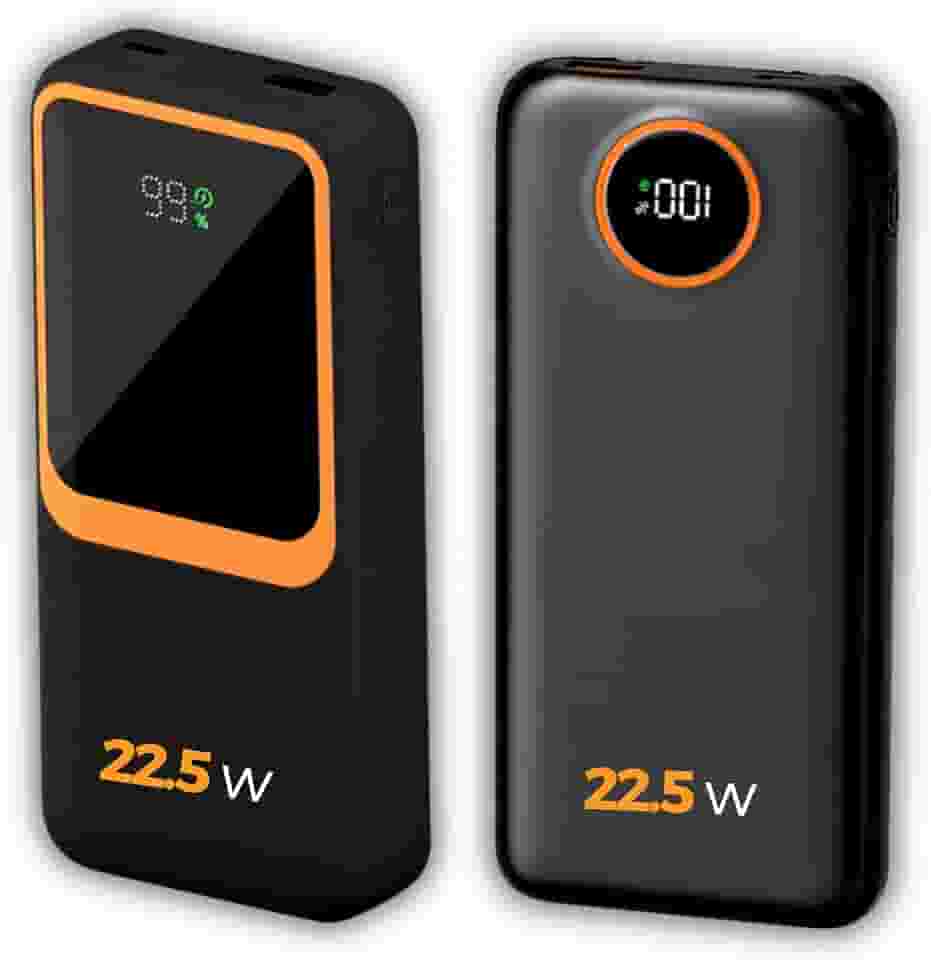 Carregador Portátil (Power Bank) 20000Mah Turbo 22.5w Carregamento Ultra Rápido PD Visor Led com 2 Saídas Compatível com Android e IOS (Preto)