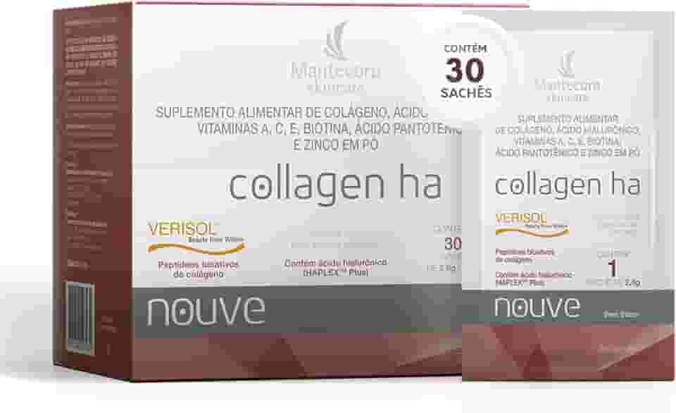 MANTECORP - Nutracêutico Nouve Collagen HA Nova Fórmula - Colágeno Verisol, Suplemento Nutricional Saúde e Firmeza da Pele, Redução de Rugas - 30 Sachês