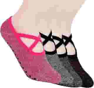 Meias Antiderrapantes Para Loga Treino Pilates Barre Meia Sapatilha Feminina Corrida Fitness
