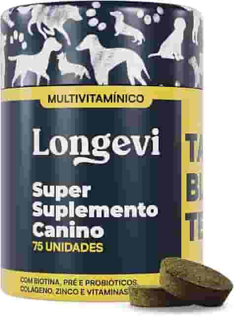 Longevi Tabletes Mastigáveis para Cães | Super Suplemento Canino para Imunidade, Queda de Pelos e Energia | 150g | Formulado por Veterinários – PETVI