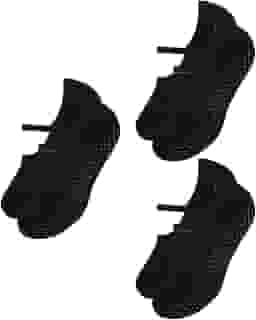 Kit 3 Pares de Meia Sapatilha Antiderrapante Algodão Pilates Feminino Adulto, 3 Preto, 34-39