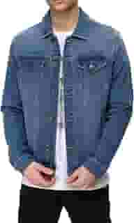 Jaqueta Jeans Masculina Resistente Com Botões E Manga Comprida, Jaqueta Jeans Clássica