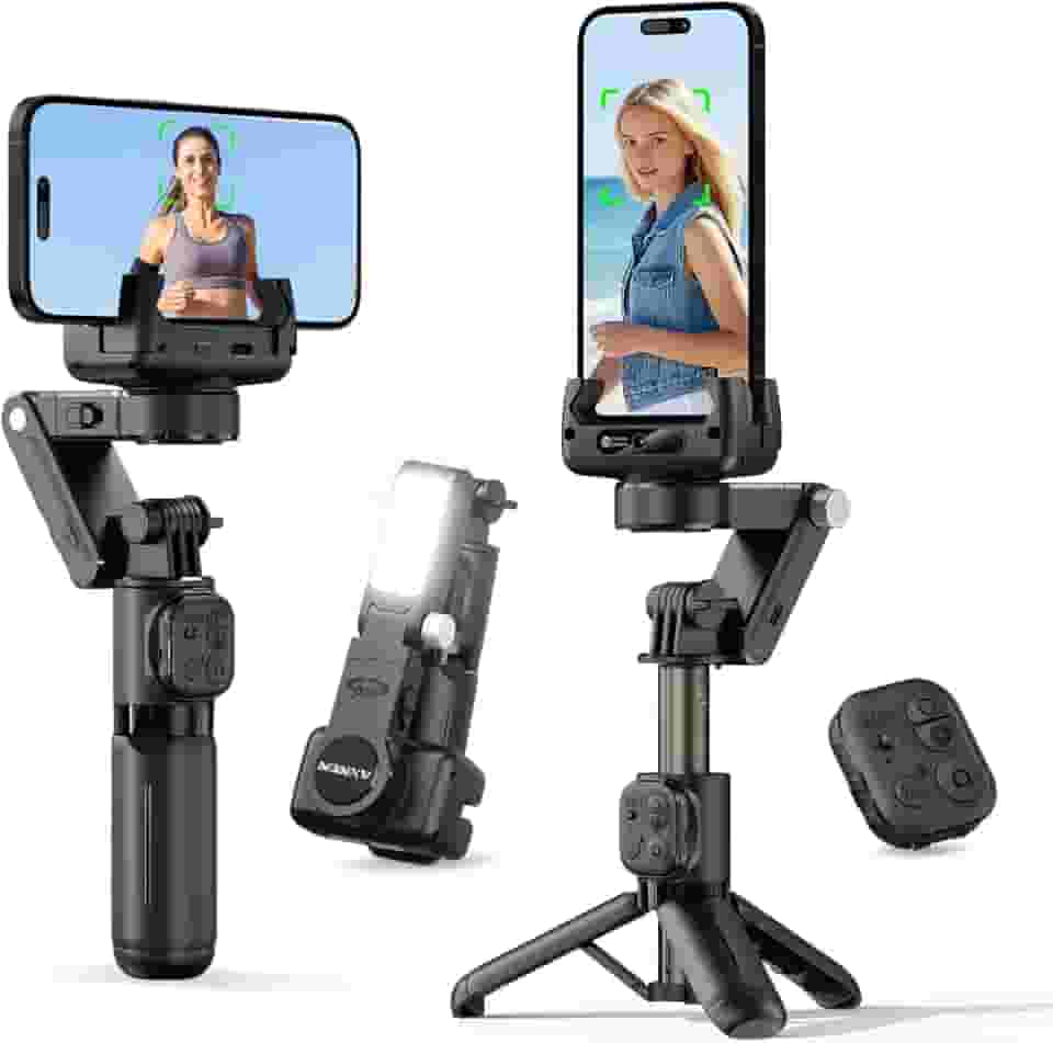 Estabilizador de celular, Gimbal de selfie de 2 eixos com rastreamento de IA para celular com rotação de 360° para Android e iPhone, ideal para vlogs, YouTube, gravação do TikTok, com aplicativo