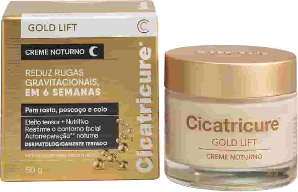 Cicatricure Gold Lift Creme Noturno Facial Hidratante Antirrugas com Efeito Tensor, Nutritivo para Autorreparação, Reafirma Contorno, Reduz Rugas Gravitacionais em 6 Semanas, Clareador 50g