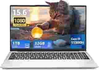 AVENKA Laptop para jogos Core I9-11900H, laptop de 15,6 polegadas, laptops 32 GB de RAM 1 TB SSD, 180 ângulos abertos FHD 1920 * 1080 tela de desbloqueio de impressão digital teclado retroiluminado