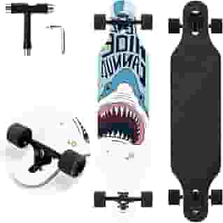 TLHB Skate Longboard, prancha longa Drop Through de 104 cm completa 9 camadas Nature Maple Premium Cruiser prancha longa para adultos, adolescentes e crianças - rolamentos de alta velocidade e