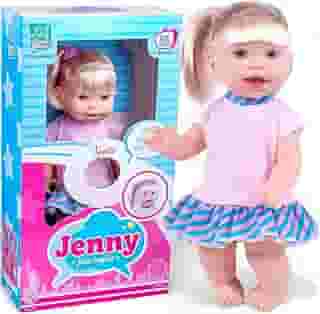 Boneca Jenny Fala Inglês Interativa Educativa 31cm com Frases em Inglês – Brinquedo Bilíngue para Crianças a Partir de 3 Anos com bateria Inclusas