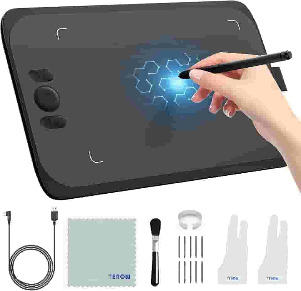 Tablet de desenho gráfico, UGEE M808, 25 x 15 cm, 8 teclas de atalho, tablet de desenho digital Stylus sem bateria, tablet artístico de 8192 níveis para pintura, design, trabalho com Mac, Android,