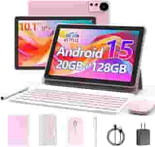 Tablet Android 13 de 10 polegadas, 12 GB de RAM+128 GB de ROM/1 TB de tablet expansível, 2024 mais recentes, 2 em 1 tablets com capa de teclado, caneta capacitiva de rato, CPU de quatro núcleos de 2.0