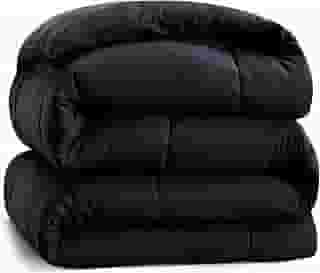 Casa Platino Edredom Queen Size preto - Enchimento de edredom macio e respirável com 8 abas - Confortável e aconchegante para todas as estações - Edredons de cama acolchoados de luxo alternativos