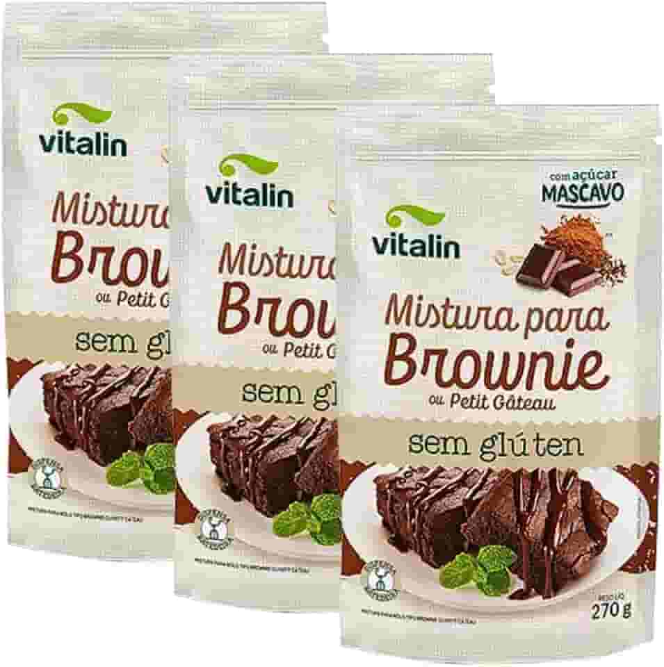 Kit 3 Pacotes de Mistura para Brownie ou Petit Gateau sem Glúten de 270g cada - Vitalin