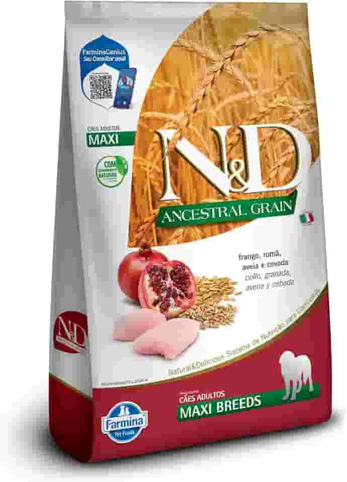 N&D Ancestral para Cães Adultos de Raças Grandes e Gigantes Sabor Frango, Romã, Aveia e Cevada 10,1Kg