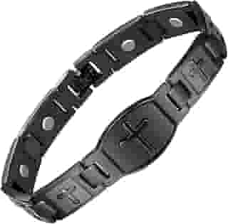 Pulseiras magnéticas masculinas, pulseira de aço de titânio com ímãs, comprimento ajustável com ferramenta de dimensionamento, terapia de campo magnético, 8.66 inch, Metal, Sem Pedra Preciosa