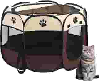 Cercadinho para Cachorros, Cercadinho Pet, Cercado Pet, Casinha para Cães e Gatos, Portátil e Dobrável, Tecido Impermeável Fácil de Montar e Transportar (Marrom)