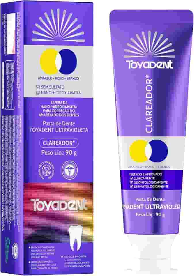 TOYADENT Pasta de Dente Roxa Clareadora e Reparadora 90g, Hálito Fresco, Com Flúor, Sabor Rum e Hortelã, Suave e Sem Aditivos, 1 Unidade