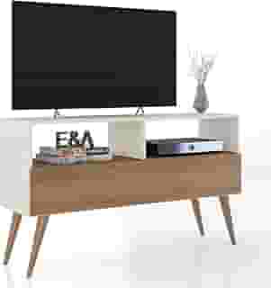 Rack Bancada E&a Tv 43 Pol. Sala Com Pes Retro 1 Gaveteiro (OFF/Nature)
