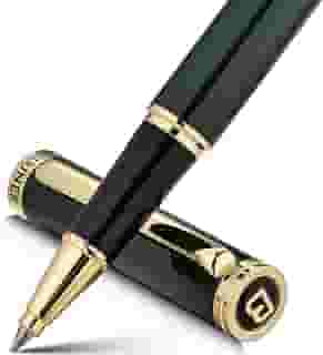BEILUNER Caneta esferográfica de luxo, deslumbrante laca verde com acabamento em ouro 24K, designs nobres e elegantes, refil de tinta Schneider, melhor conjunto de presente para homens e mulheres