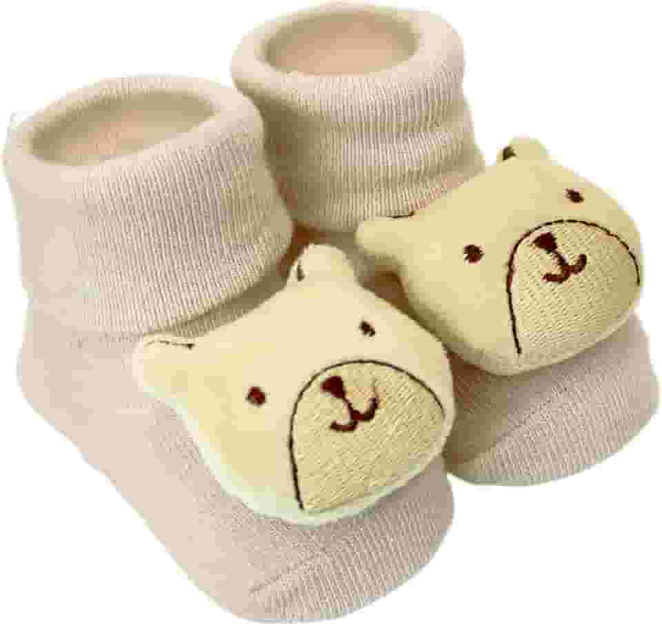 Pantufa com Chocalho Urso Bege, Clingo, Bege