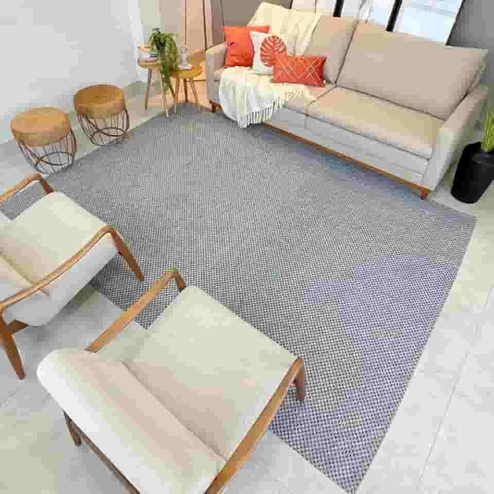 Tapete 3,00X2,50 Moderno Quarto Sala de Jantar Cozinha (Cinza Quadrado)