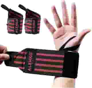 ALENKO Par de Munhequeiras para Musculação Preto Vermelho