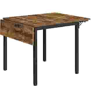 VASAGLE Mesa de jantar dobrável, extensível, para espaços pequenos, assentos de 2 a 4 pessoas, industrial, 84 x 76 x 76 cm, marrom