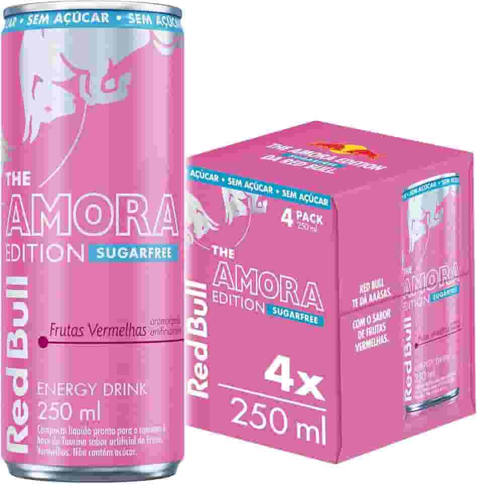 Pack de 4 Latas Red Bull Energético, Amora Edition, Frutas Vermelhas, Sem Açúcar 250ml
