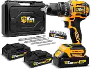 Parafusadeira Furadeira de Impacto Sem Fio 21V Brushless 2 Baterias The Black Tools TB-21YX