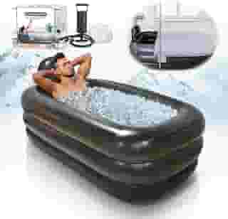 Banheira portátil para adultos com cobertura - banho de gelo e banheira de hidromassagem para recuperação de atletas, spa doméstico - banheira inflável grande 158 x 95 x 45 cm, inclui bomba, fácil de