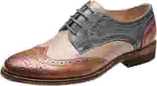 Sapato Oxford Oxford feminino com cadarço perfurado e ponta de asa de couro multicolorido vintage, Marrom, 38