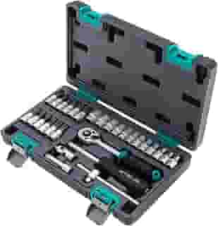 Stels Jogo de Ferramentas 29 Peças 1/4', Aço Cromo Vanádio, Catraca 72 Dentes + Acessórios, Caixa Plástica - Ideal para Reparos Automotivos e Domésticos