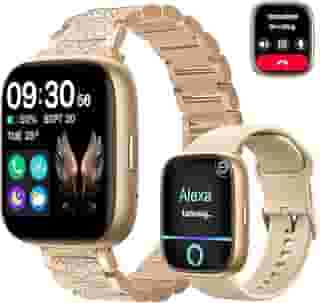 SmartWatch, relogio smartwatch com Ecrã tátil e Alexa, à prova d'água IP68, relogio smartwatch feminino e masculino, com modo esportivo e recebimento de notificações (Ouro rosê)