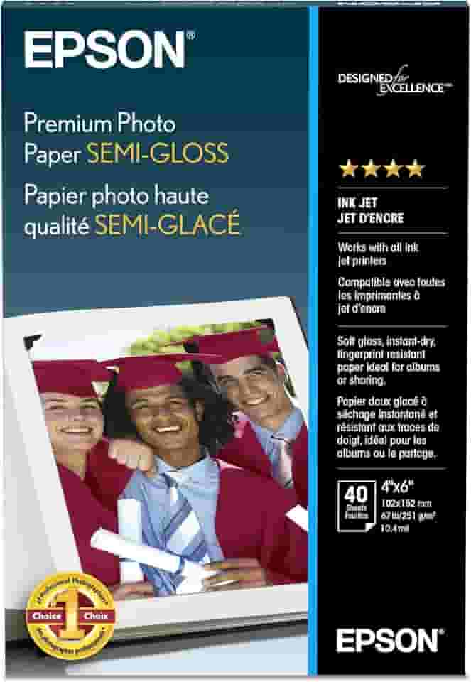 Papel fotográfico premium Epson SEMI-GLOSS (10 x 15 cm, 40 folhas) (S041982)
