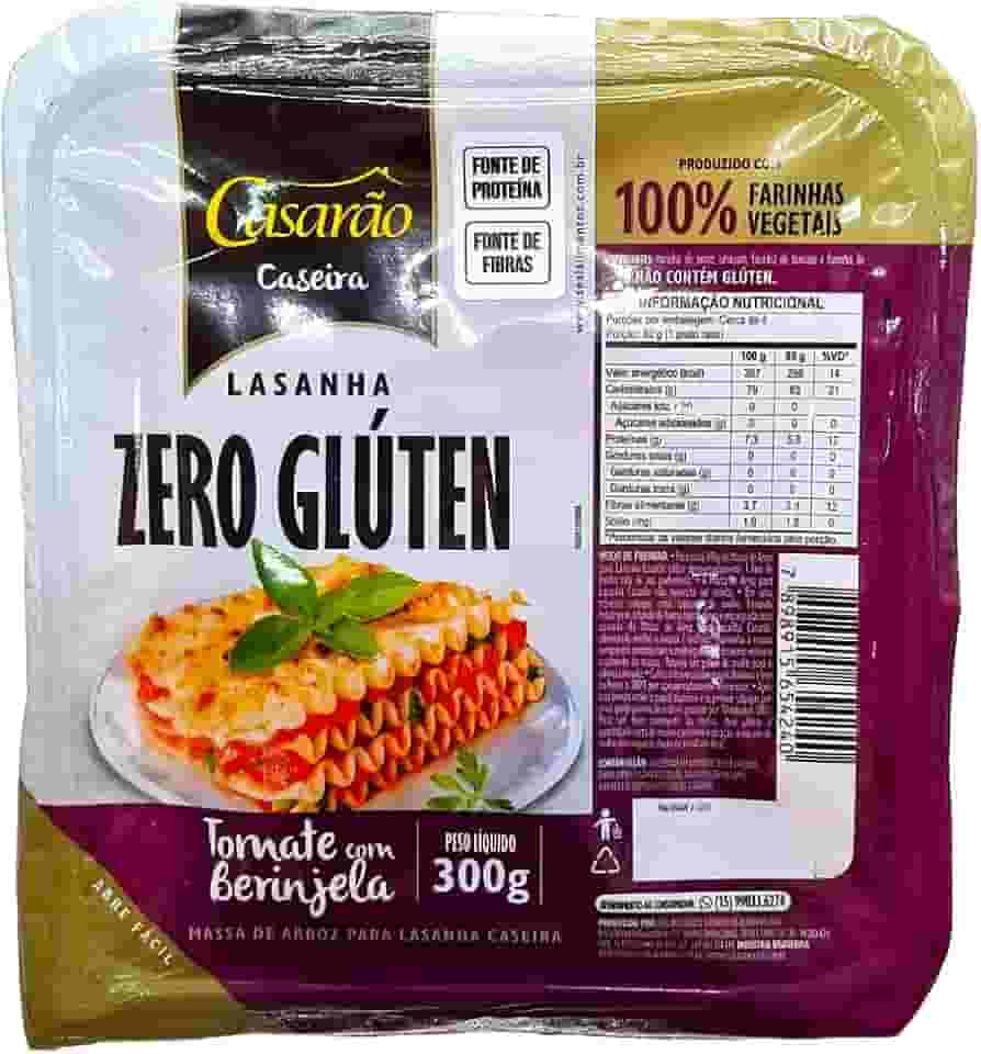 Casarão, Massa para Lasanha Vegana Tomate com Berinjela sem Glúten 300g - Casarão
