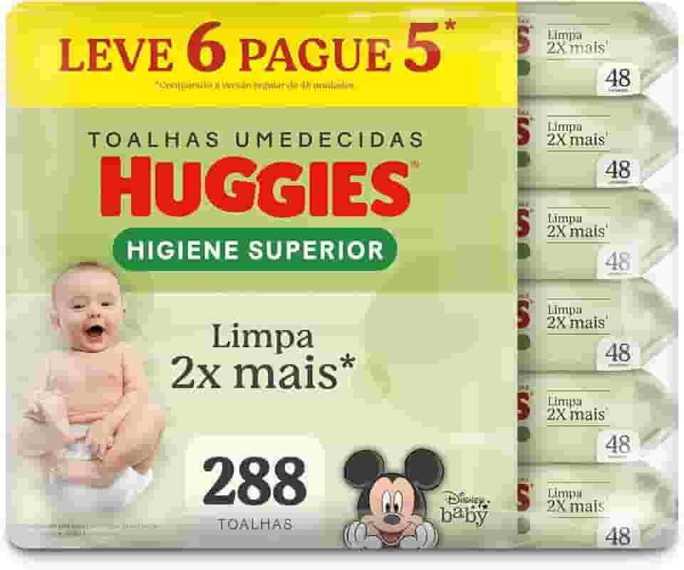 Lenços Huggies Higiene Superior Limpam 2x Mais com 288 unidades
