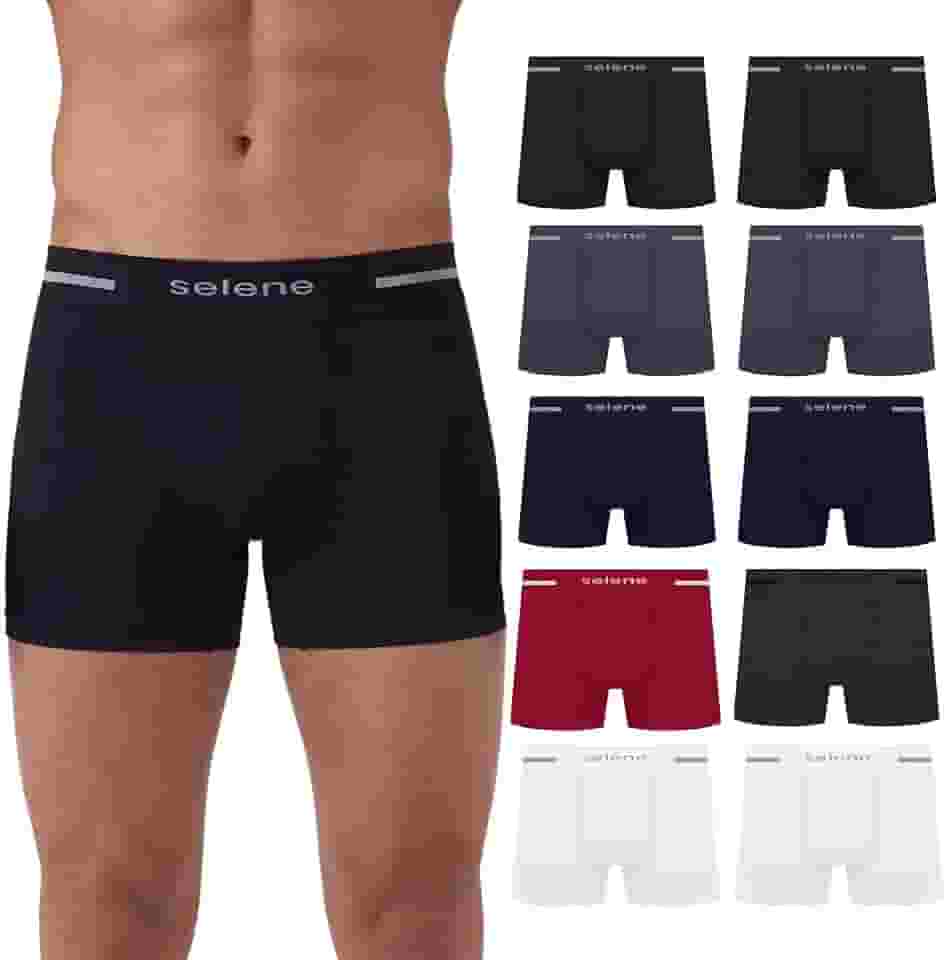 Kit 10 Cueca Boxer Masculina Sortida Microfibra Poliamida Sem Costura Selene