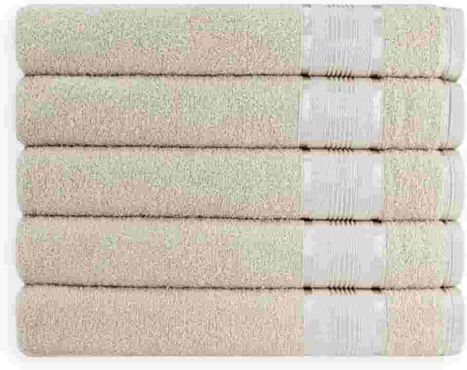 Kit 05 Toalhas de Rosto Gigante Egito 100% Algodão 45x80cm 350g/m² Padrão Hotel (Bege)