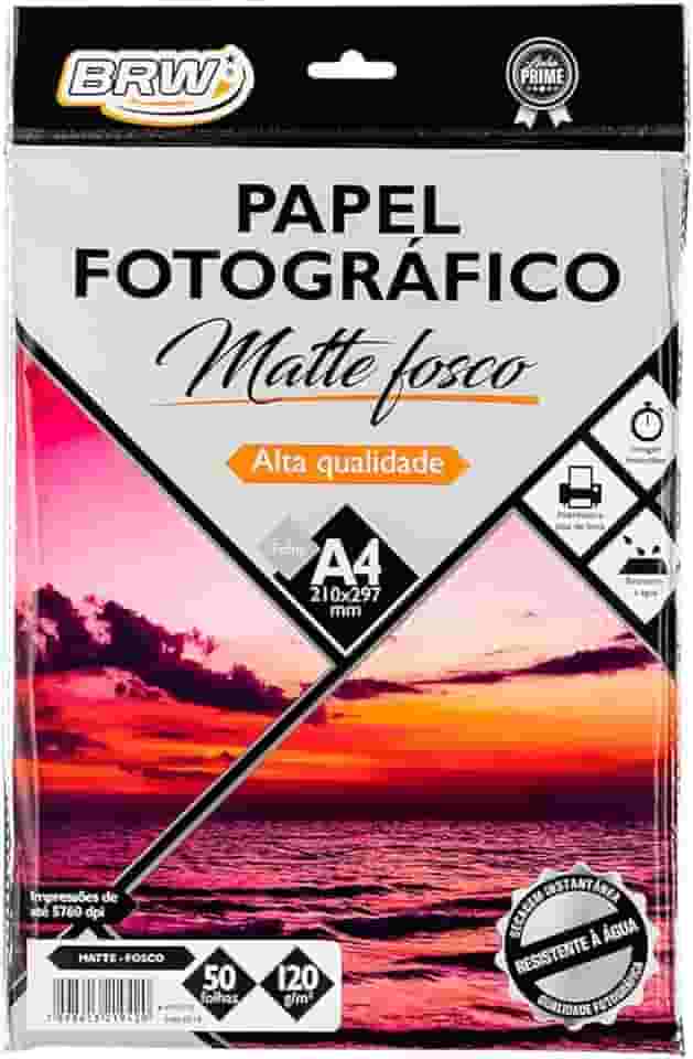 Papel Fotográfico Matte Fosco 180g com 50 Folhas, BRW