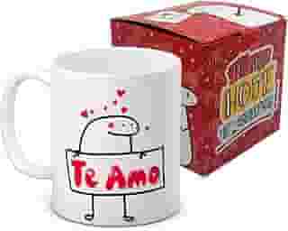 Caneca Com Caixinha Flork Te Amo meme palito presente namorado namorada Xicara 325ml divertida